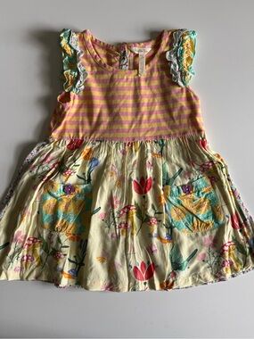 Matilda Jane Yellow & Pink Striped Floral Pocket Tunic Top VGUC
